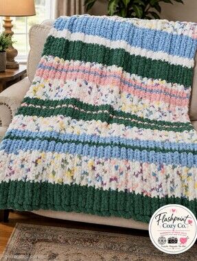 Handmade Chunky Knit Blanket | Pastel Confetti